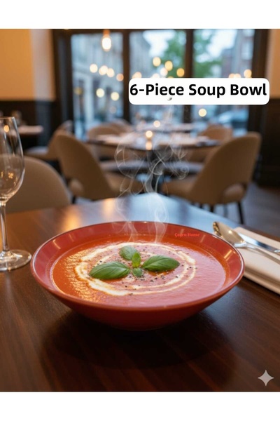 ÇEÇEN HOME 6-Person Porcelain Soup Bowl Set, 6 Soup Plates, Porcelain Bowl (1...