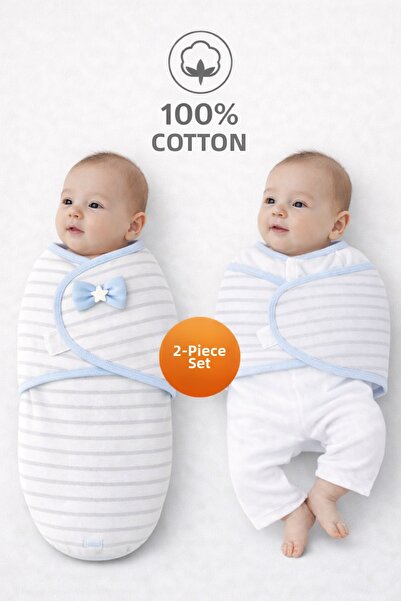 Mimocan 100% Cotton Swaddle for 0-4 Months Baby, Velcro, Soft Combed Cotton F...