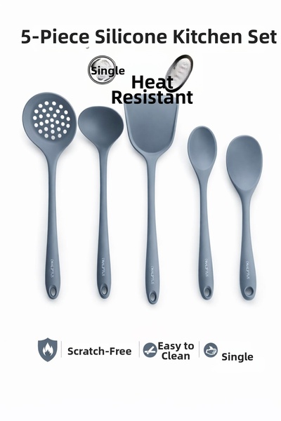 Single 5-Piece Set of Hard-End Heat-Resistant Spatula-Colander-Pot Spoon-Dipp...