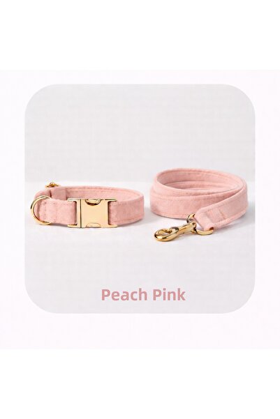 Pawsim طقم طوق وحزام للكلاب من القطيفة الوردية، طوق قابل للتعديل، حزام بمشبك ...