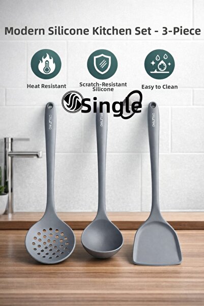 Single (3 Pieces) Our Set of Hard-Tipped, Heat-Resistant, Fireproof Spatulas,...