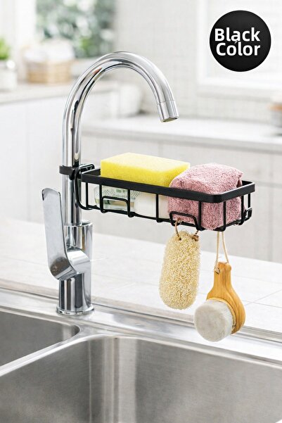 TOYFEST Black Sponge Holder Soap Dispenser for Faucet Mounting |   Hanging Ki...