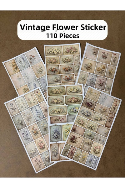 hdsticker مجموعة ملصقات ذات طابع زهري عتيق مكونة من 110 قطعة، ملصقات لتخطيط ا...