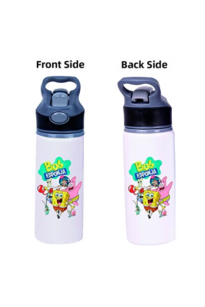 DKDZ SHOP وعاء ماء معدني مطبوع مع شفاطة - 650 مل - 007