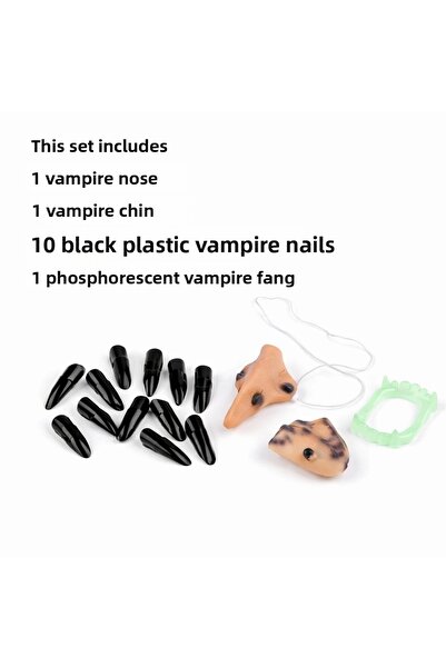 FREEDOM STOREE Σετ αξεσουάρ μάγισσας – Μύτη, σιαγόνα, φωσφορίζοντα δόντια και...