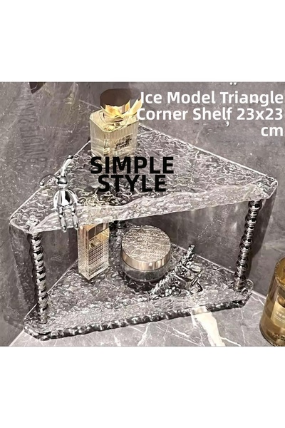 ARVALE Model decorativ de raft de colț transparent cu 2 niveluri cu model de ...