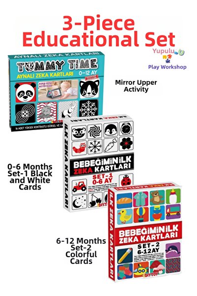 Diytoy Tummy Time Mirrored Abdominal Activity and Early Intelligence Cards Se...