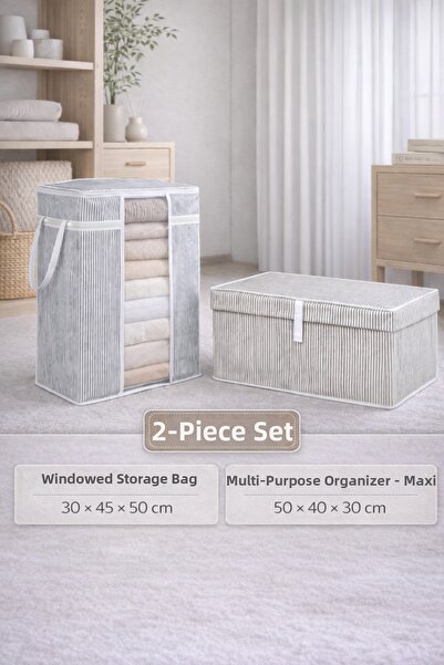 PONÇİK BEBEK مجموعة من قطعتين - حقيبة تنظيم وتخزين الملابس مع نافذة وحافظة تن...