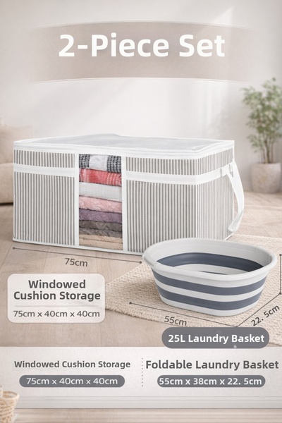 PONÇİK BEBEK Set of 2 – Windowed Organizing Pillow Storage Bag & Multi-Purpos...