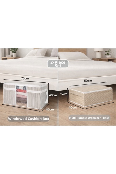 PONÇİK BEBEK Set of 2 – Windowed Organizing Pillow Storage Box & Multi-Purpos...