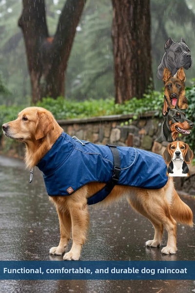 salya store معطف واق من المطر للكلاب ذو سلالة كبيرة مقاوم للماء باللون الأزرق...