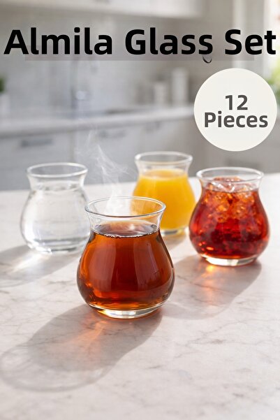 Kitchen Way Set of 12 200 ml Borosilicate Glass Almila Cups Heat Resistant Tr...