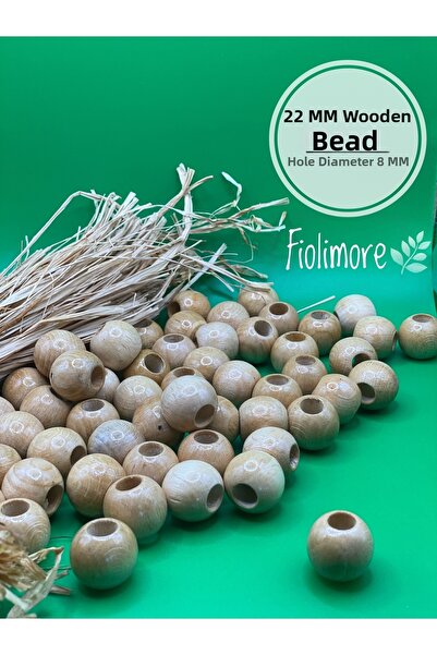 Fiolimore 22 mm βερνικωμένες ξύλινες χάντρες (50 gr 13 τεμάχια) Φαρδιά τρύπα ...