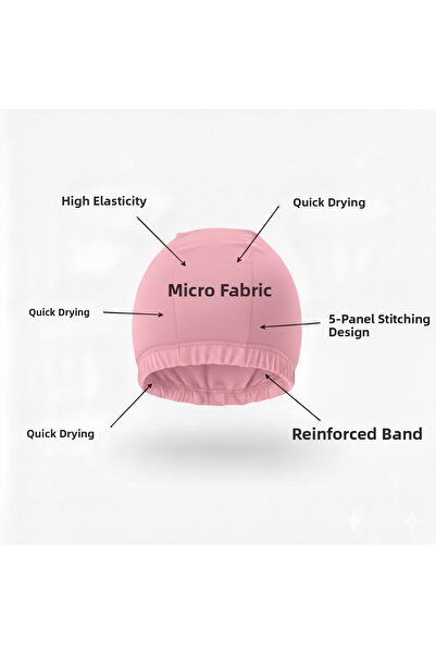 tayuya Pink Color Ultra Flexible Fabric Swimming Cap - Non-Hair Pulling Comfortable Cut Pool Cap - Special for Women
