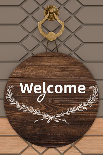 SHELİFE Door Ornament Wooden Floor Branch-Shaped Welcome Outdoor Door Decoration