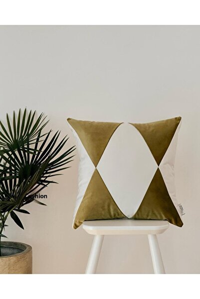 Hestia Home Husă de pernă din catifea cu model geometric mozaic