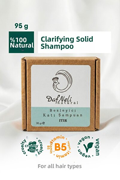 DAFNELİ شامبو صلب طبيعي 100%، مغذي ومنقي ومقوي للشعر، نباتي، 95 جرام.