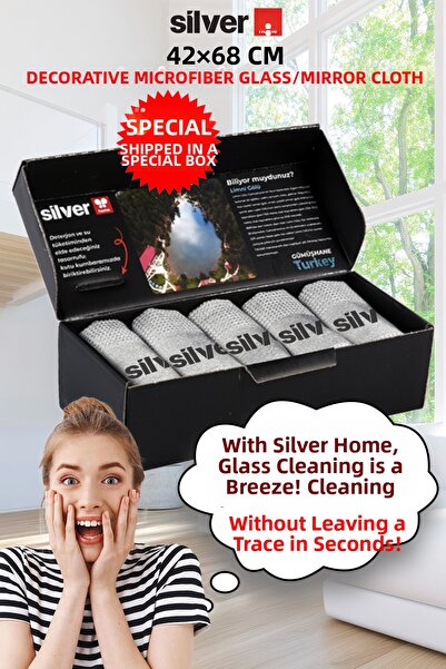 SİLVER HOME Γκρι Μικροϊνώμενο Υφασμάτινο Πανί 5 Τεμαχίων - Διακοσμητικό