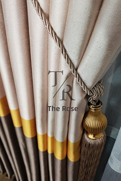 The Rose Estoria Fabric Curtain with Frills 1/3 Dense Pleat Single Panel Mink...
