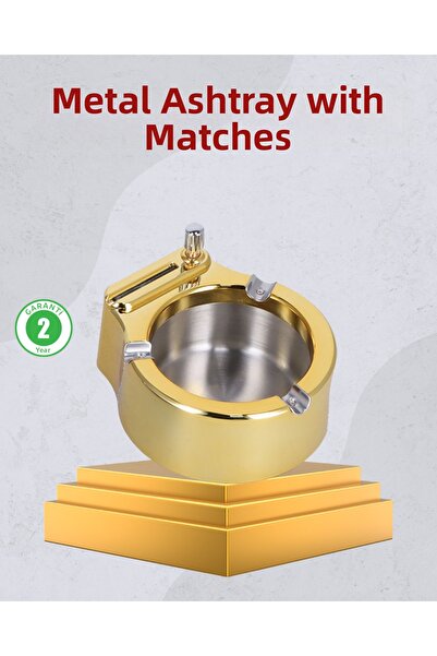 ZERO LAND Drnds Stainless Steel Ashtray with Lighter Tabletop Use (175815)