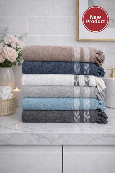 Mela Home 50*90 cm 6-Piece Hand and Face Towel Set with Binding Detail - Dowr...
