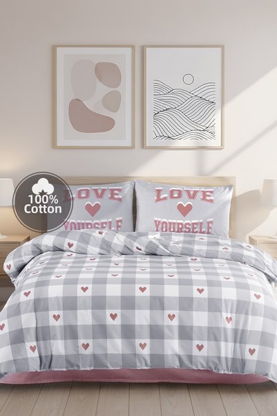 Cote Blanc Love Yourself 100% Cotton Single Duvet Cover Set