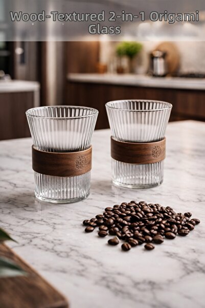 Penthouse Heat-Resistant Borosilicate Origami Cup Set (2 Pieces) – Coffee and...