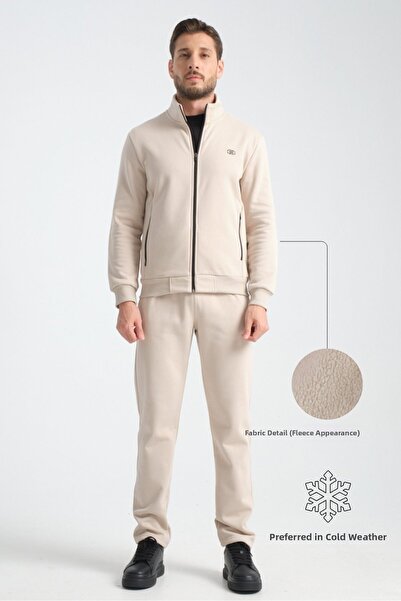 Shooter Sportswear Бежов зимен мъжки анцуг с термософт технология, изработка ...