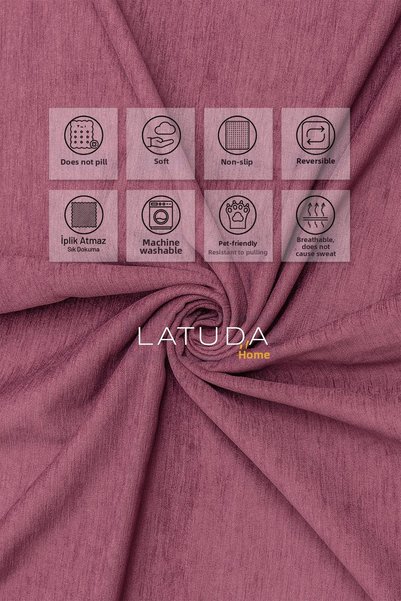 Latuda Concept Microfiber Chenille Single Seat Cover Armchair Reversible 110X175 cm (2 Pieces) Rose