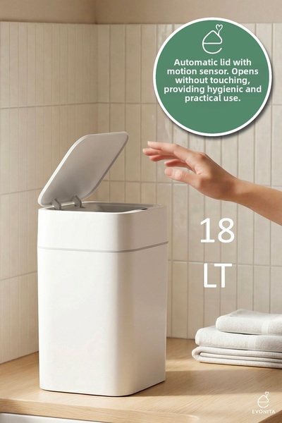 EVONİTA 18 Lt Motion Sensor Trash Can with Automatic Lid, Quiet Closing, Mode...