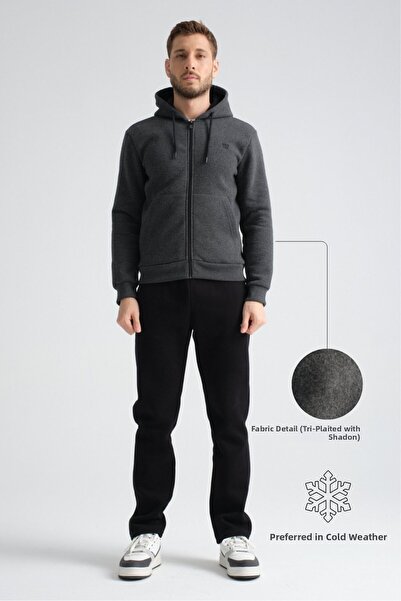 Shooter Sportswear Anthracite Winter Men's Tracksuit Set Luxe Regular Hooded