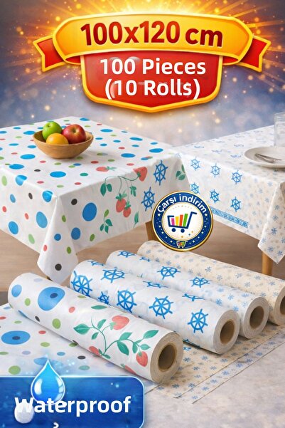 nistabolje 100 قطعة (10 لفات) مفرش طاولة للاستخدام مرة واحدة مقاس 100×120 سم،...