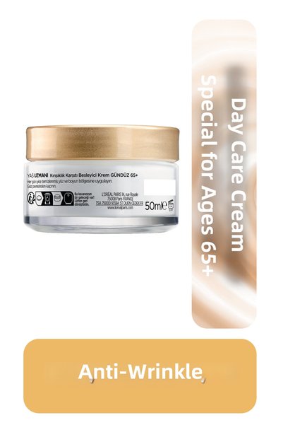 L'Oreal Paris كريم نهاري مغذي مضاد للتجاعيد من Age Expert 65+ مع فيتامين B3 وB5 وفيتامين E وعامل حماية من الشمس SPF30، 50 مل