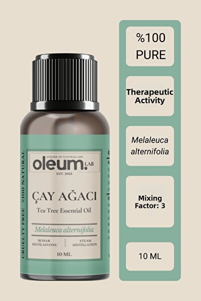 Oleum Lab زيت شجرة الشاي العطري 10 مل 100% نقي وفعال علاجيًا وطبيعي ومضاد للف...