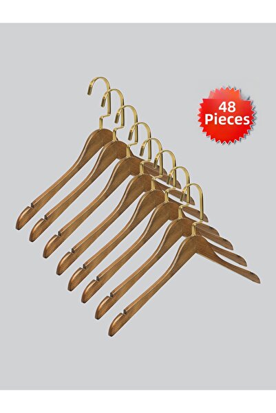 NYN Wooden M001-Ç (Gold Hook Lama) Shirt, T-Shirt, Blouse, Dress Hanger 48 Pi...