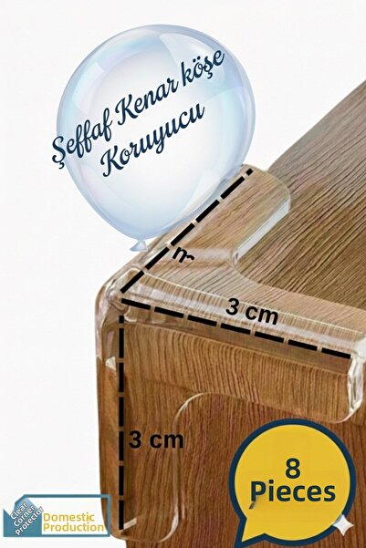 Neler Geldi Neler 8 Pcs Baby Kids Elderly Corner Guard Glass Table Marble Cle...