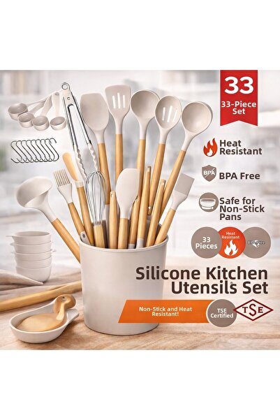 Polham Professional Full Set 33 Pieces Bpa Free Silicone Kitchen Serving Set ...