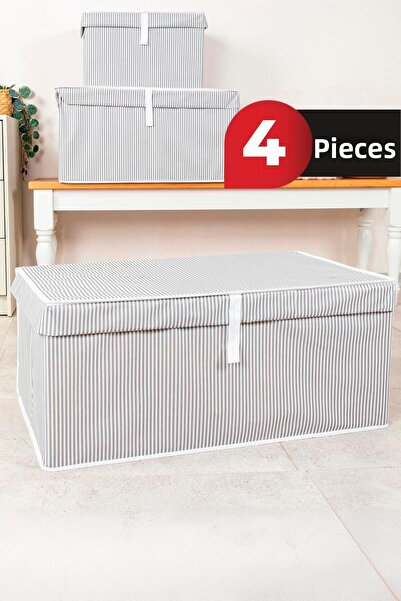 ALAS Multi-Purpose Baggage Box Mega Plus Gray Striped Pack of 4