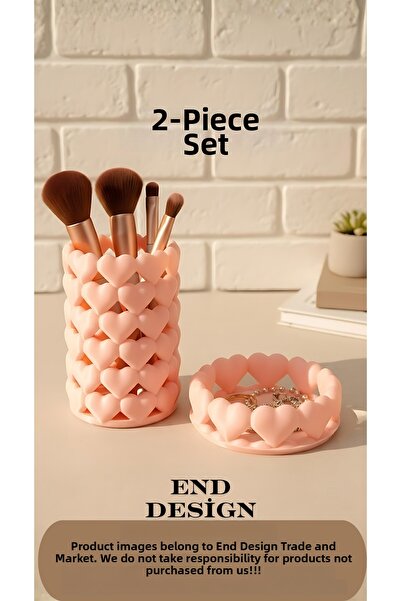 END DESİGN TİCARET VE MARKET Sweet Hearts Set of 2 Aesthetic Heart Makeup Org...