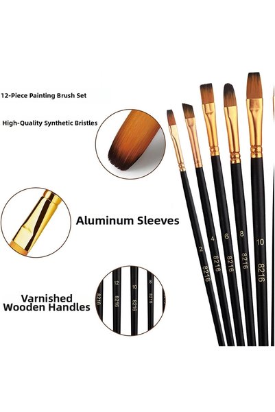 HANNAH 12 Pieces Painting Acrylic Watercolor Oil Painting Brush Set