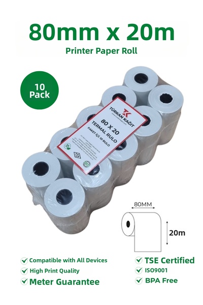 RULORULO 80X20 Thermal Roll - Cash Register Receipt Roll 40 Packs 400 Pieces ...