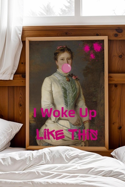 Saturn I Woke up Like This Gummy Woman Portrait Framed Painting Classic Art M...