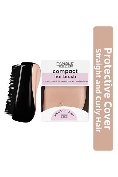Tangle Teezer فرشاة شعر كومباكت ستايلر باللون الذهبي الوردي والأسود - مشط بحج...