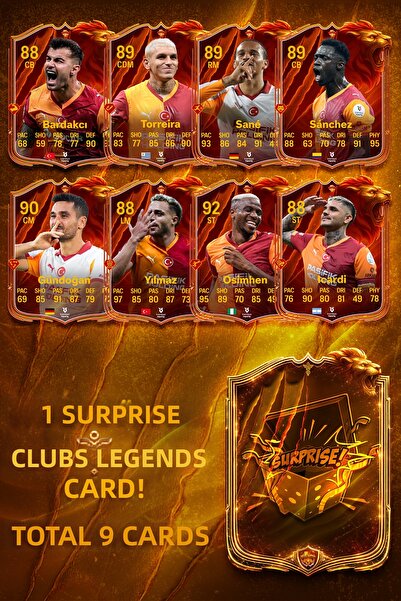 BERKANTTP حزمة بطاقات سيري فوت باللون الأصفر والأحمر + 1 بطاقة كلوب ليجند إيليت