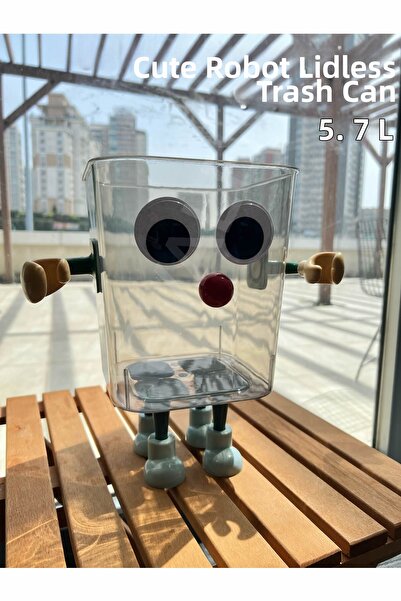 ARVALE Cute Robot Trash Can Kids Toy Storage Box with Sticker |   Capless 5.7...