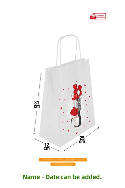 PACKOLAY مجموعة من 5 أكياس هدايا كبيرة الحجم لعيد الحب - كرافت بتصميم الحب