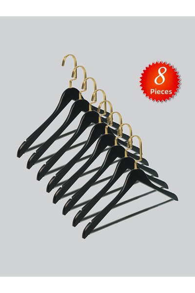 NYN شماعات ملابس خشبية M001-BARLI (GOLD KANCA LAMA) للقمصان والسراويل 8 قطع