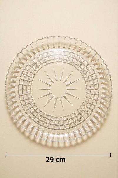 Glamis Selen Concept Güneş Model Large Size Handmade Glass Dessert and Presentation Plate Set of 2