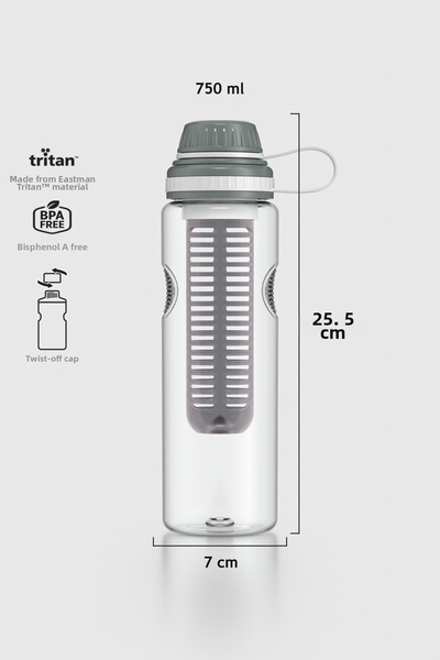 Renga Ege 750 ml Tritan Detox Flask with Strainer 911008 Smoked