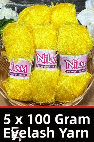 outletyarn Yumoş - (Eyelash) Pachet 500 Gr Fir de tricotat Outlet 04-Galben